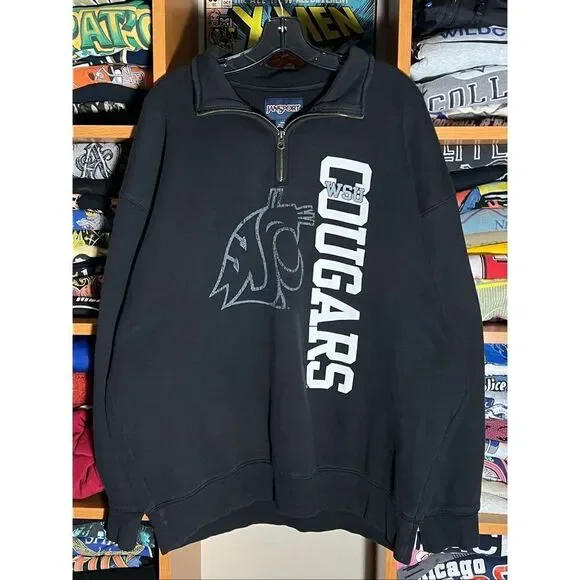 Vintage Jansport WSU Cougars Washington State Quarter Zip Sweater - Picture 1 of 5